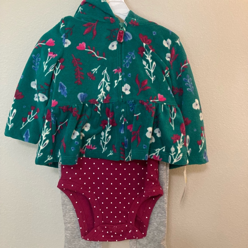 3 piece set Carters jacket onesie pants 9 months